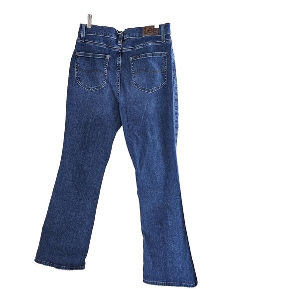 Lee Reserve Women's Petite Size 12P Blue Bootcut Dark Cotton Blend Stretch Jeans - Picture 2 of 5